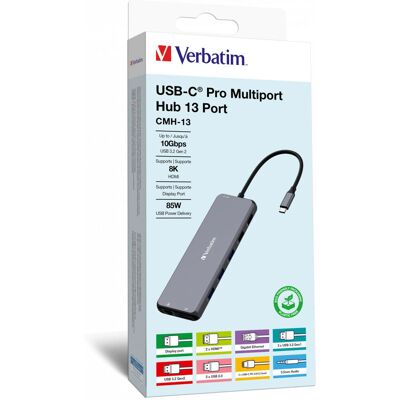 Verbatim CMH-13 USB-C Multiport-hubb - Silver Verbatim CMH-13 USB-C Multiport-hubb - Silver