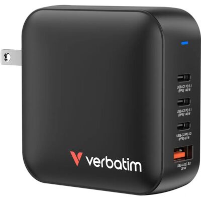 Verbatim Mini GaN Oplader 165W - Universel hurtigopladning Verbatim Mini GaN Oplader 165W - Universel hurtigopladning