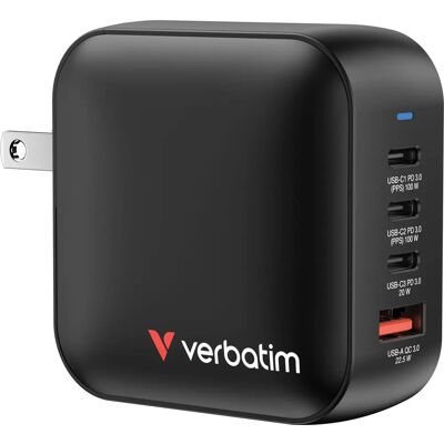 Verbatim Mini GaN Oplader 100W - Hurtig opladning til rejser Verbatim Mini GaN Oplader 100W - Hurtig opladning til rejser