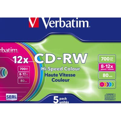 Verbatim CD-RW Color 12x 700MB - Discos CD-RW Verbatim CD-RW Color 12x 700MB - Discos CD-RW