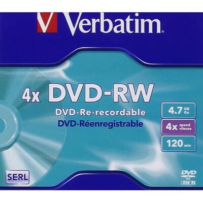 Verbatim 4,7 GB DVD-RW Silber - Daten & Video Discs Verbatim 4,7 GB DVD-RW Silber - Daten & Video Discs
