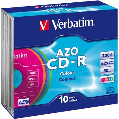 Verbatim AZO Colours - 10 x CD-R - 700 MB - Dünn Hülle - CD-R Discs Verbatim AZO Colours - 10 x CD-R - 700 MB - Dünn Hülle - CD-R Discs