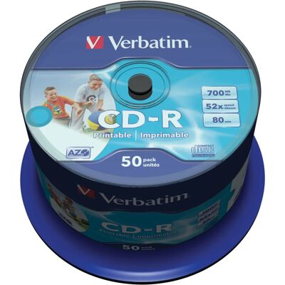 Verbatim CD-R AZO Wide Inkjet Printable - 700 MB 52x - CD-R Verbatim CD-R AZO Wide Inkjet Printable - 700 MB 52x - CD-R
