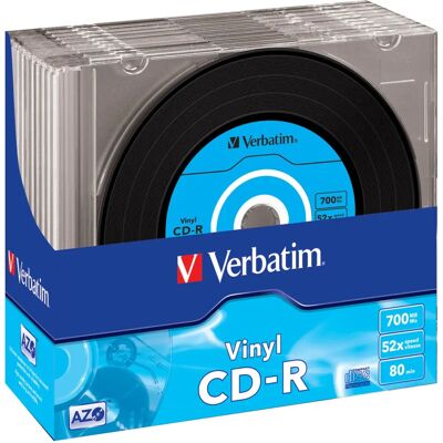 Verbatim CD-R Vinyl 700MB - Dati - 52x - Slimcase - 10 pz Verbatim CD-R Vinyl 700MB - Dati - 52x - Slimcase - 10 pz