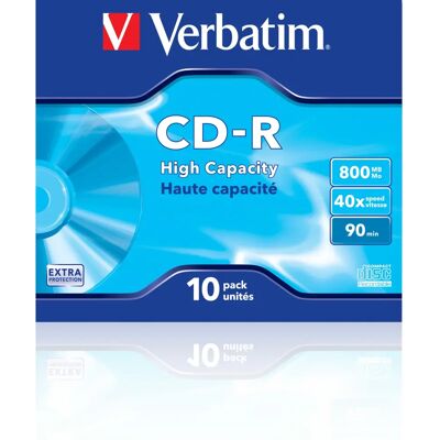 Verbatim 43428 Korkea Kapasiteetti 800MB 40x CD-R - Paket 10 Verbatim 43428 Korkea Kapasiteetti 800MB 40x CD-R - Paket 10