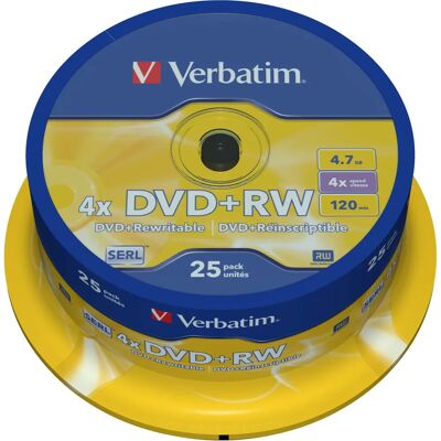 Verbatim DVD+RW 4,7GB - 4X Sebesség - 25db Spindel - DVD+RW Lemezek Verbatim DVD+RW 4,7GB - 4X Sebesség - 25db Spindel - DVD+RW Lemezek