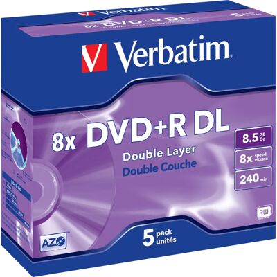 Verbatim 43541 DVD+R DL 8,5GB Argent - Pack de 5 Verbatim 43541 DVD+R DL 8,5GB Argent - Pack de 5