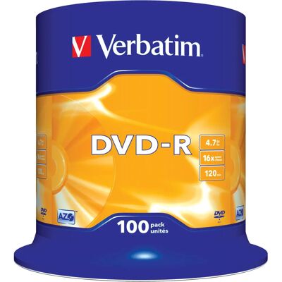 Verbatim DVD-R Argent 4,7GB 100 pcs - DVD-R - Publicité Verbatim DVD-R Argent 4,7GB 100 pcs - DVD-R - Publicité