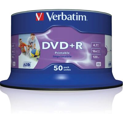Verbatim DVD+R 16X Inkjet Printable - DVD+R Discs Verbatim DVD+R 16X Inkjet Printable - DVD+R Discs
