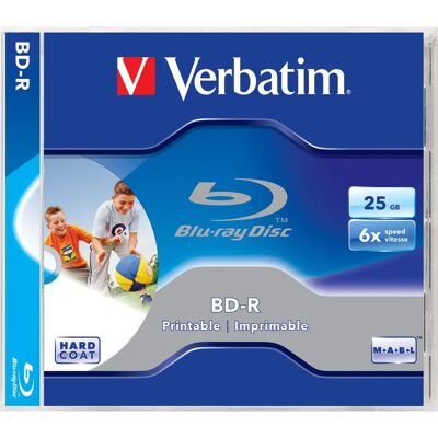 Verbatim 43712 Blu-Ray Disc 25GB - Printbare Jewel Case - BD-R 6x Verbatim 43712 Blu-Ray Disc 25GB - Printbare Jewel Case - BD-R 6x