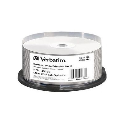 Disque Blu-ray Verbatim 25GB - Imprimable à jet d'encre blanc - 6x - Pack de 25 Disque Blu-ray Verbatim 25GB - Imprimable à jet d'encre blanc - 6x - Pack de 25
