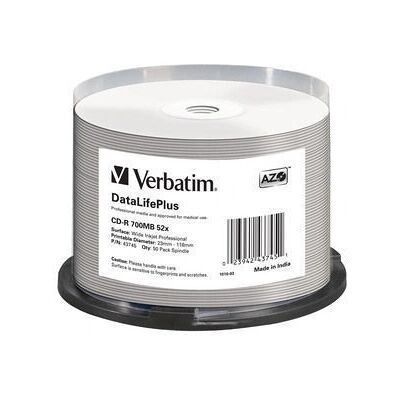 Verbatim DataLifePlus 700MB CD-R 52x - Fehér - Nyomtatható felület tintasugaras nyomtatókhoz - Adattárolás Verbatim DataLifePlus 700MB CD-R 52x - Fehér - Nyomtatható felület tintasugaras nyomtatókhoz - Adattárolás