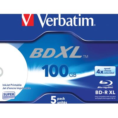 Disques Blu-ray XL Verbatim 100GB - Pack de 5 Disques Blu-ray XL Verbatim 100GB - Pack de 5
