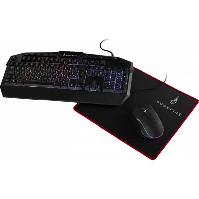 Ensemble clavier et souris gaming RGB SureFire 48825 - Noir - Publicité Ensemble clavier et souris gaming RGB SureFire 48825 - Noir - Publicité