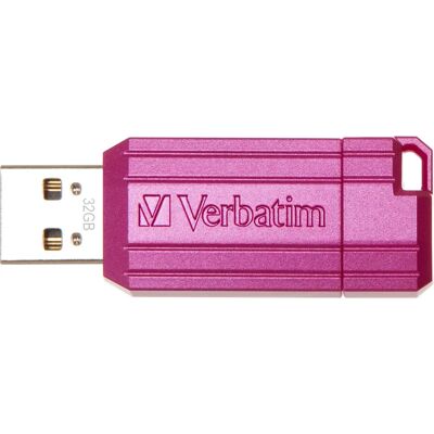 Verbatim PinStripe USB-flashdrive - 32GB, Rosa - USB 2.0 Verbatim PinStripe USB-flashdrive - 32GB, Rosa - USB 2.0