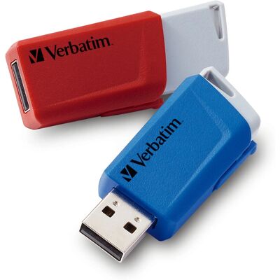 Verbatim 32GB USB Flash Drive - Blue, Grey, Red - Pack of 2 Verbatim 32GB USB Flash Drive - Blue, Grey, Red - Pack of 2