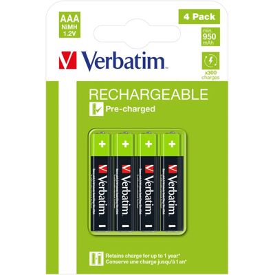Pile Rechargeable AAA Verbatim - Pack de 4 - Type AAA - Publicité Pile Rechargeable AAA Verbatim - Pack de 4 - Type AAA - Publicité