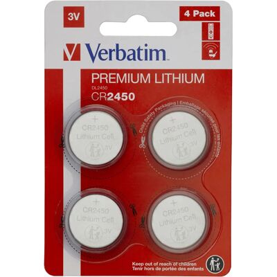 Pile au lithium Verbatim CR2450 - 3V, 580mAh, Jetable - Publicité Pile au lithium Verbatim CR2450 - 3V, 580mAh, Jetable - Publicité