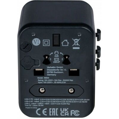 Verbatim UTA-02 20W Universal Reiseadapter - Reiseadapter Verbatim UTA-02 20W Universal Reiseadapter - Reiseadapter