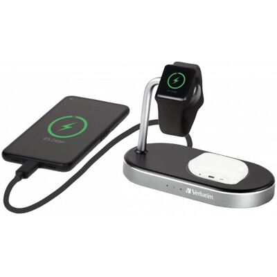 Verbatim WCS-02 Chargeur sans fil - 3-en-1 Noir Charge rapide - Publicité Verbatim WCS-02 Chargeur sans fil - 3-en-1 Noir Charge rapide - Publicité