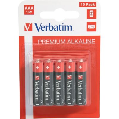 Batterie alcaline AAA Verbatim - Monouso, confezione da 10 Batterie alcaline AAA Verbatim - Monouso, confezione da 10