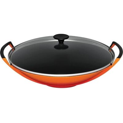 Le Creuset Volcanic Cast Iron Wok with Glass Lid - 36cm Le Creuset Volcanic Cast Iron Wok with Glass Lid - 36cm