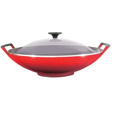 Le Creuset Cerise Cast Iron Wok - 36cm Le Creuset Cerise Cast Iron Wok - 36cm