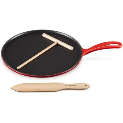 Le Creuset Cerise 27cm Poêle à Crêpes en Fonte - Poêle en Fonte Le Creuset Cerise 27cm Poêle à Crêpes en Fonte - Poêle en Fonte