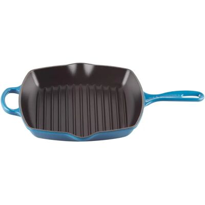 Le Creuset Signature Marseille Blue Cast Iron 26cm Square Grillit - Cast Iron Grill Pan Le Creuset Signature Marseille Blue Cast Iron 26cm Square Grillit - Cast Iron Grill Pan