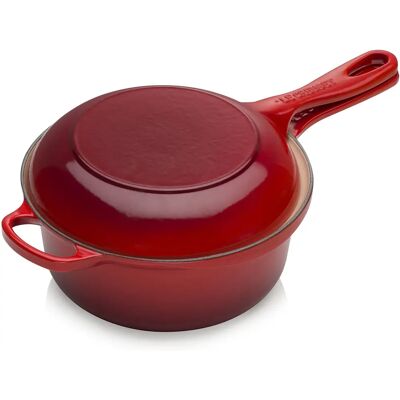 Le Creuset Marmitout 2 în 1 Recipient din Fontă - 22cm, Roșu Cireșe Le Creuset Marmitout 2 în 1 Recipient din Fontă - 22cm, Roșu Cireșe