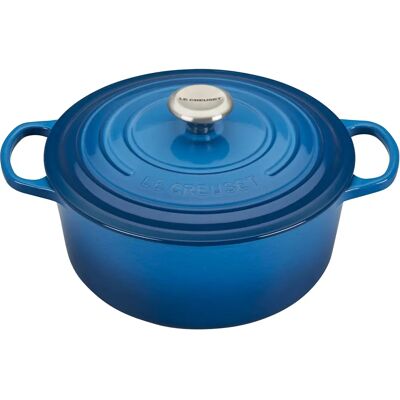 Le Creuset Signature Marseille Blue Cast Iron 26cm Round Casserole - Kitchen Essential Le Creuset Signature Marseille Blue Cast Iron 26cm Round Casserole - Kitchen Essential