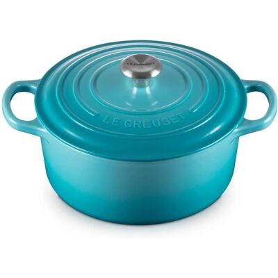 Le Creuset Signatur Gjutjärn 22cm Rund Gryta - Teal Le Creuset Signatur Gjutjärn 22cm Rund Gryta - Teal