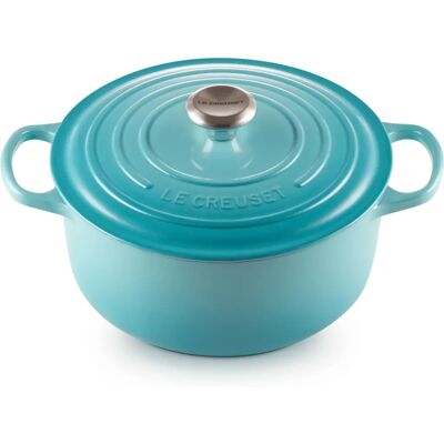 Le Creuset Signature Teal Gusseisen 26cm Runder Bräter Le Creuset Signature Teal Gusseisen 26cm Runder Bräter