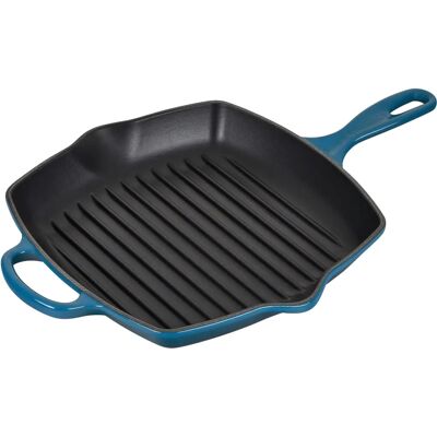 Le Creuset Signature Gusseisen-Steakgrillpfanne Quadratisch 26cm/29cm Deep Teal Le Creuset Signature Gusseisen-Steakgrillpfanne Quadratisch 26cm/29cm Deep Teal