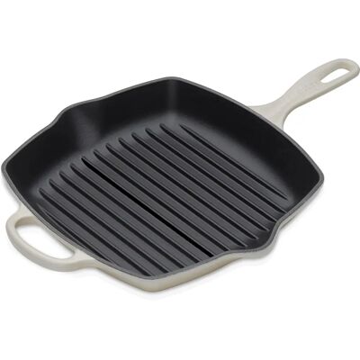 Le Creuset Meringue Gietijzeren Vierkante Grill - 26cm, Antiaanbaklaag, Hoge Warmte Le Creuset Meringue Gietijzeren Vierkante Grill - 26cm, Antiaanbaklaag, Hoge Warmte