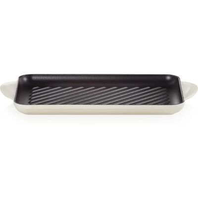 Le Creuset Grill Rectangolare Tradizionale in Ghisa da 32 cm - Meringue Le Creuset Grill Rectangolare Tradizionale in Ghisa da 32 cm - Meringue
