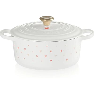 Le Creuset Panela de Ferro Fundido Branca com Corações - Le Creuset Le Creuset Panela de Ferro Fundido Branca com Corações - Le Creuset
