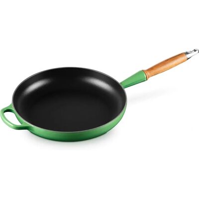 Sartén de hierro fundido Le Creuset Signature - Verde, 28cm, con mango de madera Sartén de hierro fundido Le Creuset Signature - Verde, 28cm, con mango de madera