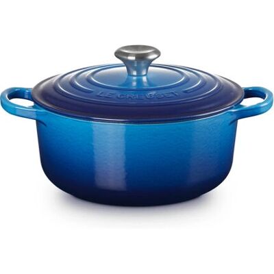 Le Creuset Azure Blue Cast Iron 20cm Round Casserole - Roasting Pan Le Creuset Azure Blue Cast Iron 20cm Round Casserole - Roasting Pan