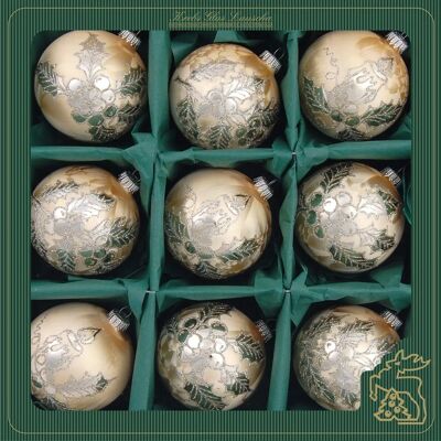 KREBS GLAS LAUSCHA Gold 8cm Weihnachtsbaumkugel - Christbaumschmuck KREBS GLAS LAUSCHA Gold 8cm Weihnachtsbaumkugel - Christbaumschmuck