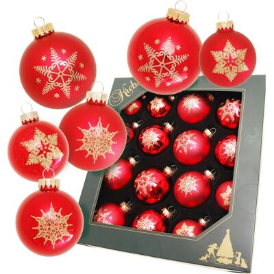 KREBS GLAS LAUSCHA Schneeflocke Rot Weihnachtsbaumkugel - Weihnachtsdeko KREBS GLAS LAUSCHA Schneeflocke Rot Weihnachtsbaumkugel - Weihnachtsdeko