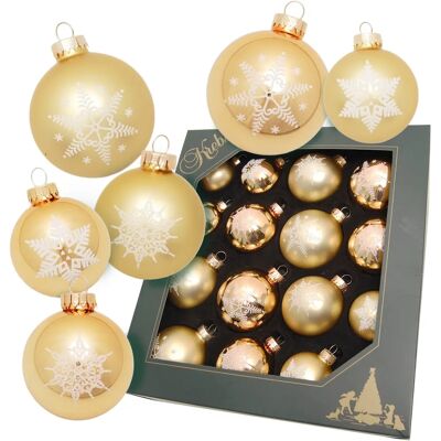 KREBS Glas Lauscha Schneeflocke Gold Weihnachtsbaumkugel - Weihnachtsdeko KREBS Glas Lauscha Schneeflocke Gold Weihnachtsbaumkugel - Weihnachtsdeko