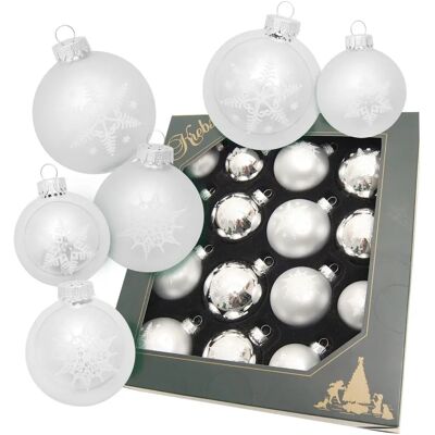 KREBS Glas Lauscha Schneeflocke Silber Weihnachtsbaumkugel - Weihnachtsdeko KREBS Glas Lauscha Schneeflocke Silber Weihnachtsbaumkugel - Weihnachtsdeko