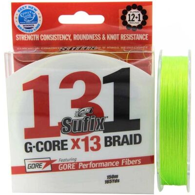Sufix 131 G-Core Neon Chartreuse - 150m Braided Line for Casting & Jigging Sufix 131 G-Core Neon Chartreuse - 150m Braided Line for Casting & Jigging