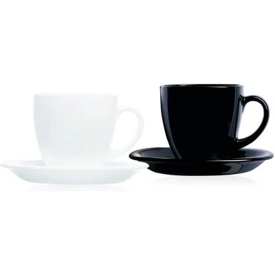 Luminarc Carine N&b Branco Preto Conjunto de Tazas com Pratos Luminarc Carine N&b Branco Preto Conjunto de Tazas com Pratos