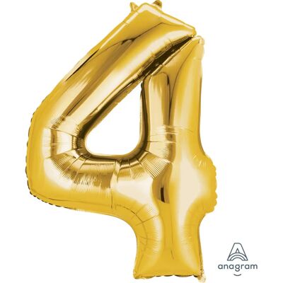 Amscan 2825001 Goldene Zahl 4 Partyballon - Partydekoration Amscan 2825001 Goldene Zahl 4 Partyballon - Partydekoration