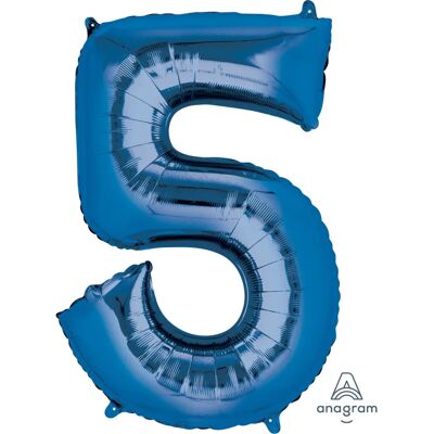 Amscan Blauer Zahl 5 Mylarballon - Partydekoration Amscan Blauer Zahl 5 Mylarballon - Partydekoration