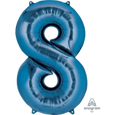 Amscan 2829401 Blau Metallischer Zahl 8 Ballon - Partydekoration Amscan 2829401 Blau Metallischer Zahl 8 Ballon - Partydekoration