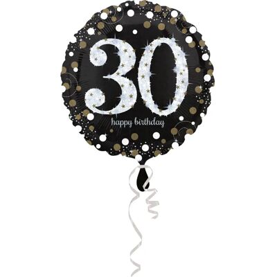 Balão de Brinquedo Amscan - 30 Anos Microfoil - Preto e Prata Balão de Brinquedo Amscan - 30 Anos Microfoil - Preto e Prata
