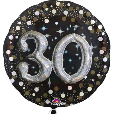 Amscan 30° Compleanno Palloncino di Foil Argento/Nero - Decorazione festa Amscan 30° Compleanno Palloncino di Foil Argento/Nero - Decorazione festa